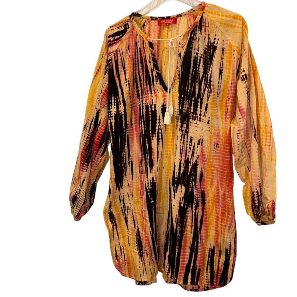 Ros Market Roberta Freymann Roberta Roller Rabbit orange brown IKAT tiedye Dress